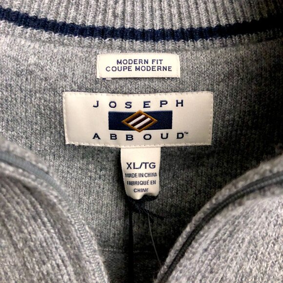 BNWT Modern Fit 1/4-Zip Sweater Size XL in Grey by Joseph Abboud - Picture 5 of 9